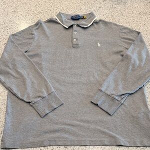 Polo by Ralph Lauren Heather Gray Long Sleeve Polo Shirt Mens XL